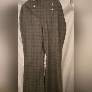 ELLA Plaid High-Waisted Trousers with Gold Buttons Size 18w
